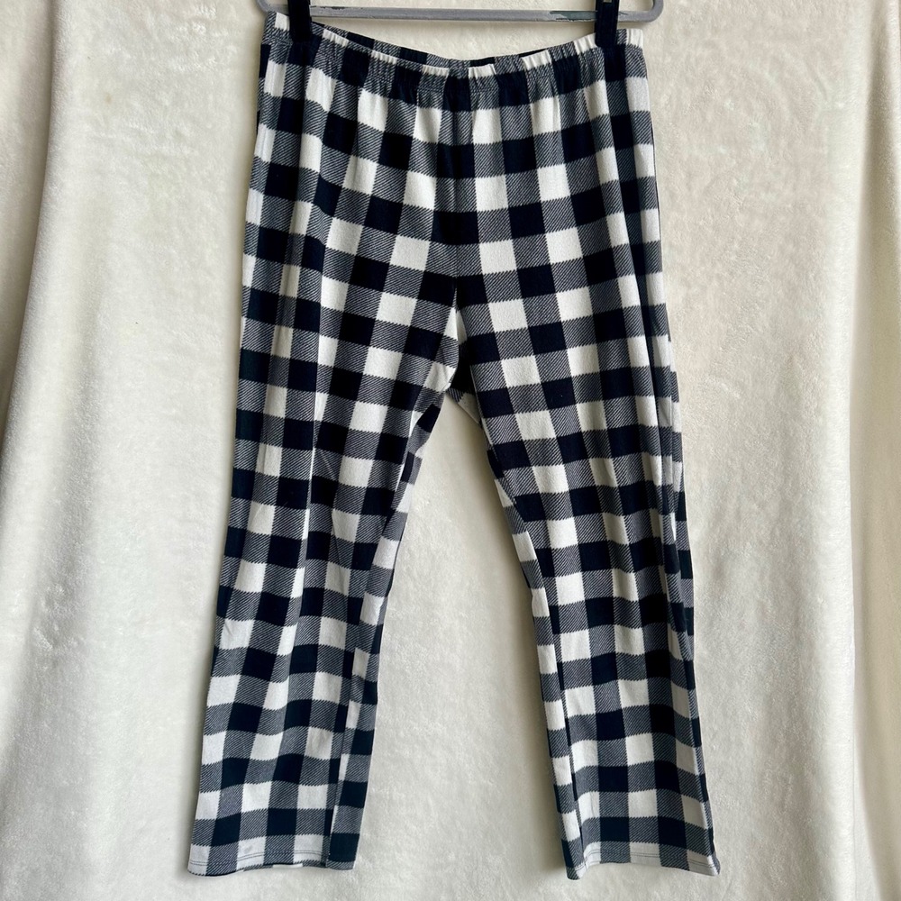 Wondershop Black White Checkered Plaid Fleece Pajama Pants Cozy Lounge PJ Large